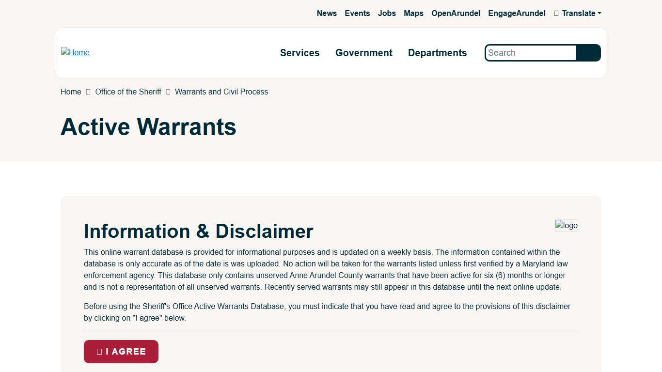 Active Warrants Anne Arundel County Government